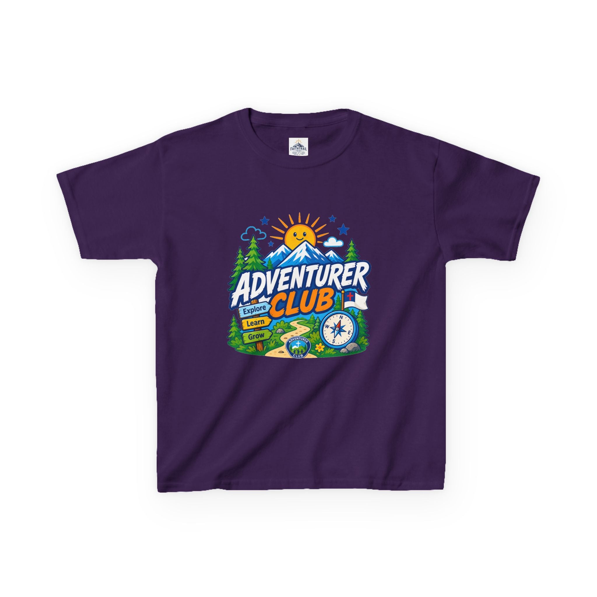 Adventurer Club Kids Tee | Camping Compass Sunrise Outdoors