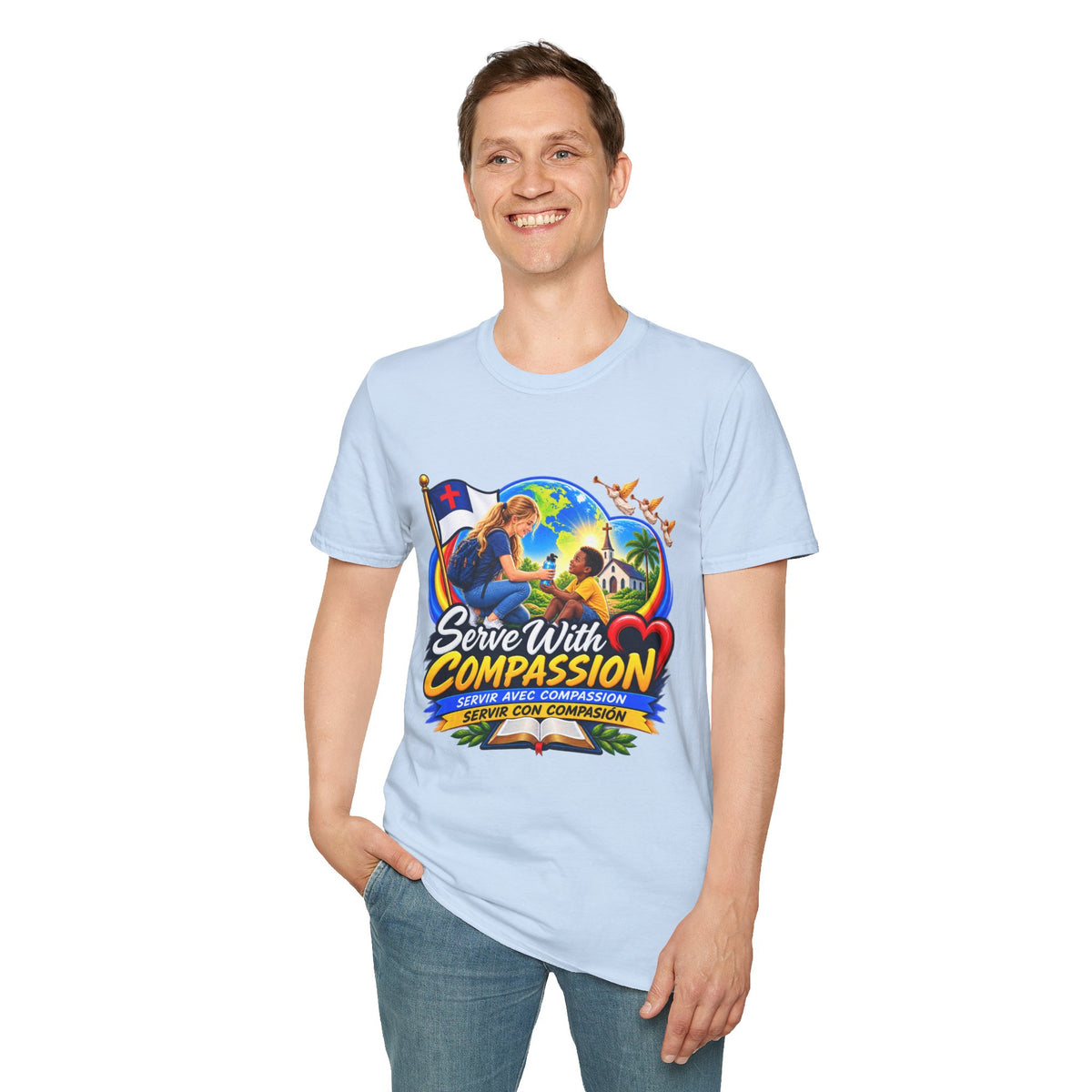 Serve With Compassion T-Shirt — Christian Volunteer Faith Tee