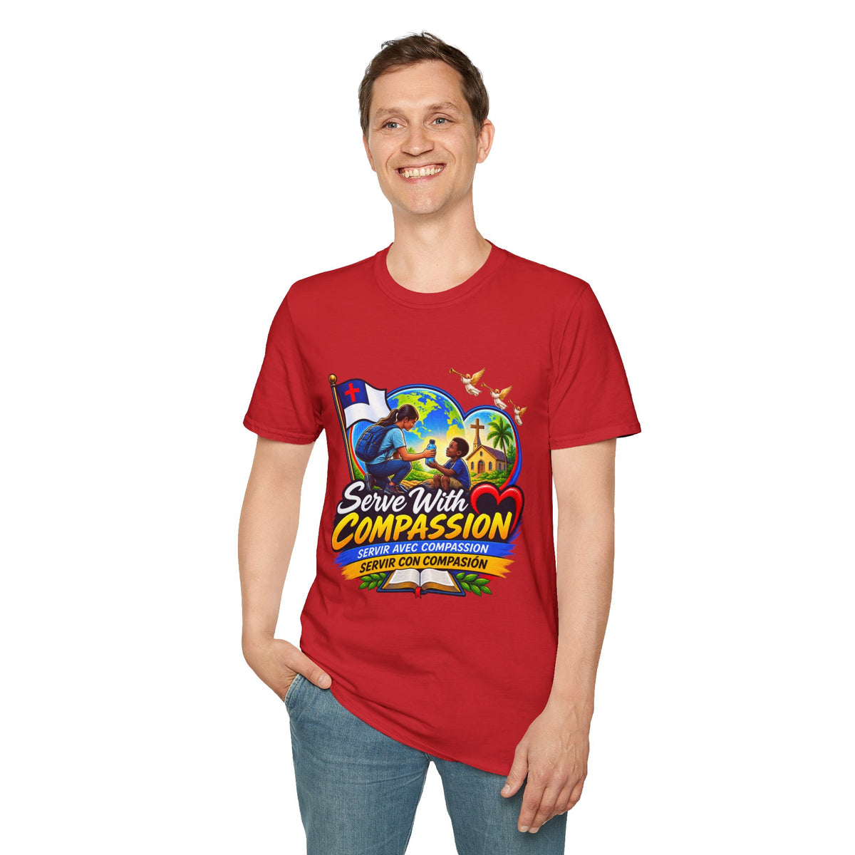Serve With Compassion T-Shirt — Christian Faith-Based Volunteer Tee