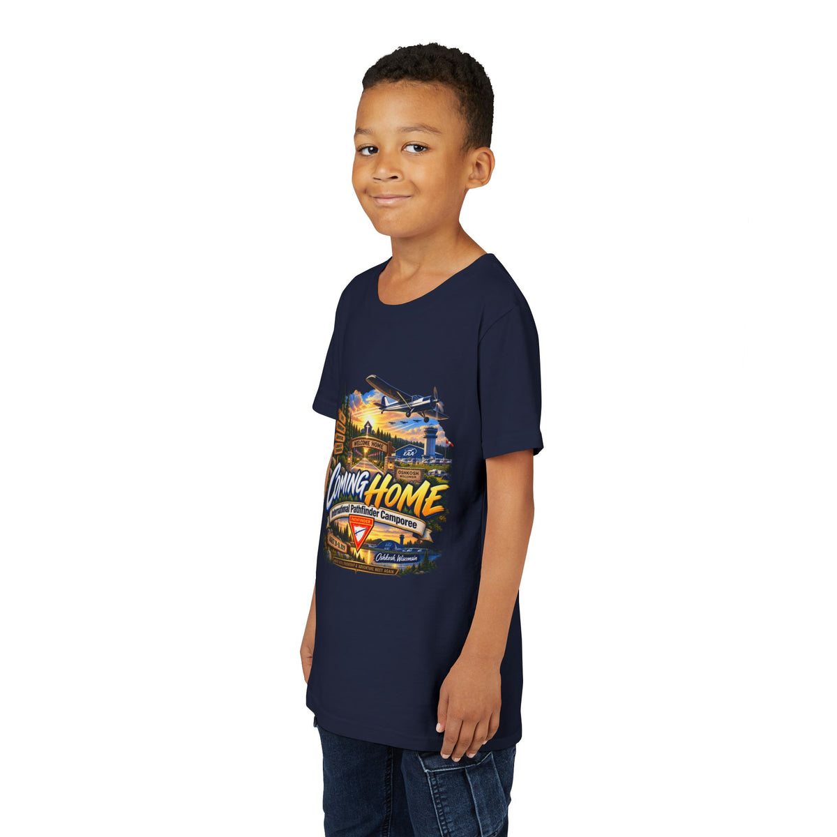 International Pathfinder Camporee - Stand Strong - Osh Kosh T-Shirt/Youth Tee — "Coming Home"