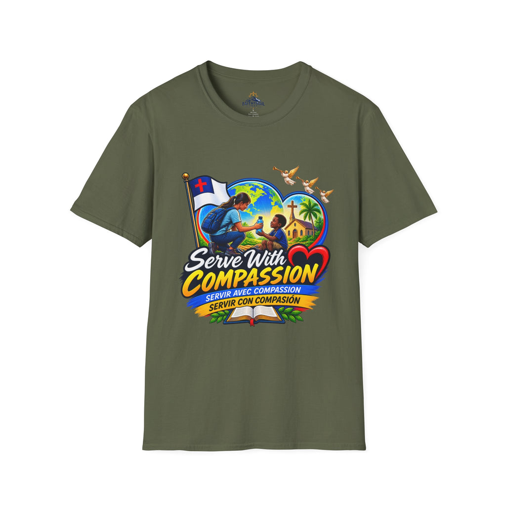 Serve With Compassion T-Shirt — Christian Faith-Based Volunteer Tee