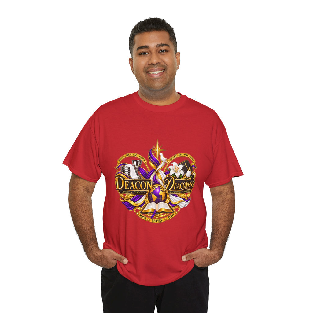 Deacon & Deaconess Heart Logo T-Shirt — Church Ministry Tee (Purple & Gold)