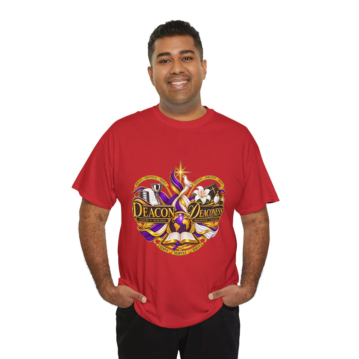 Deacon & Deaconess Heart Logo T-Shirt — Church Ministry Tee (Purple & Gold)