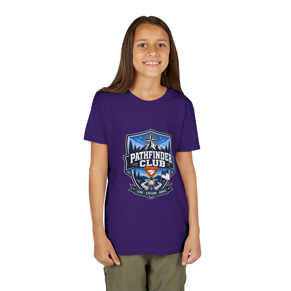 Conquistadores Camiseta para jóvenes | Camping Compass, Fogata, Pinos