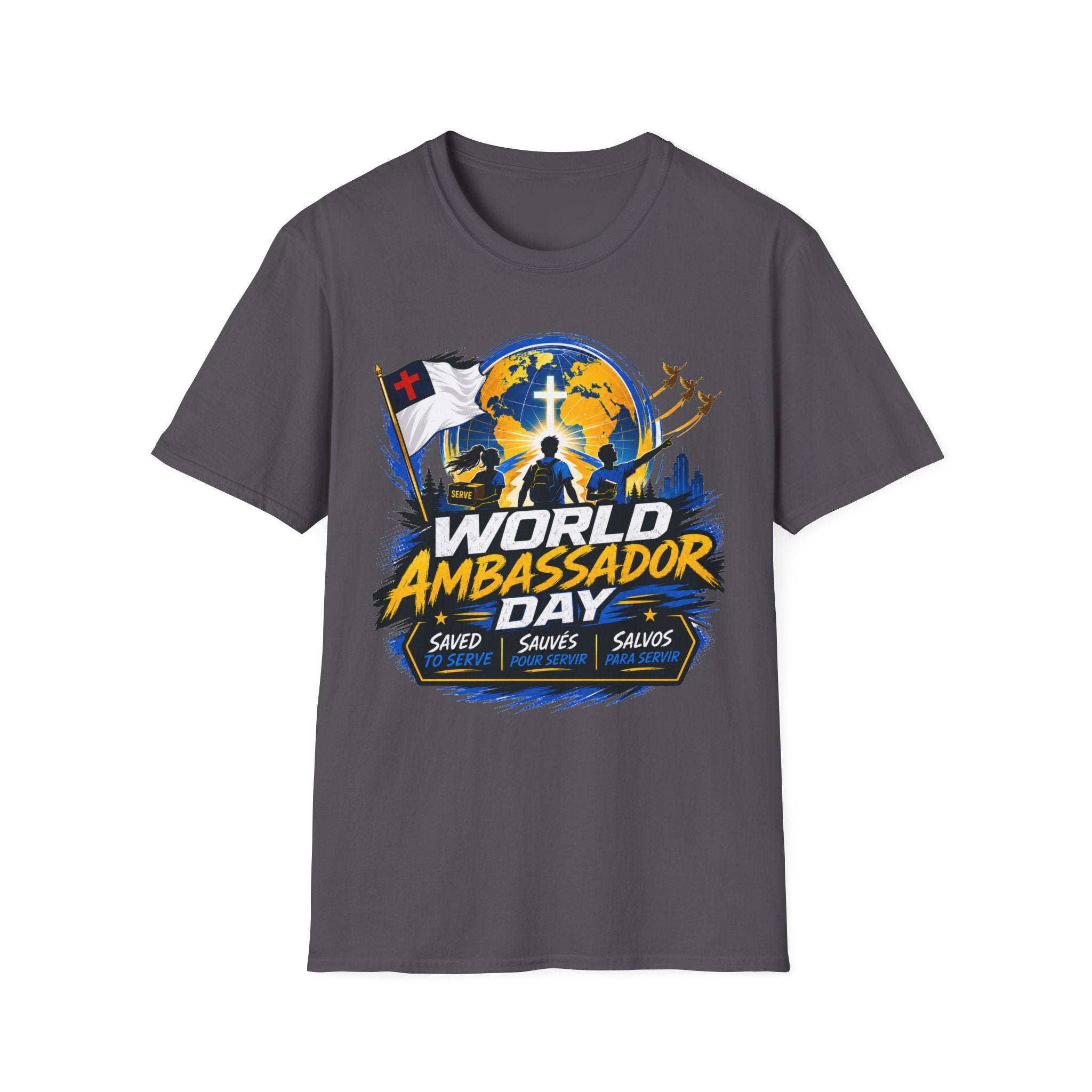 World Ambassador Day Adult Unisex T-Shirt | Christian Faith Cross Globe Design
