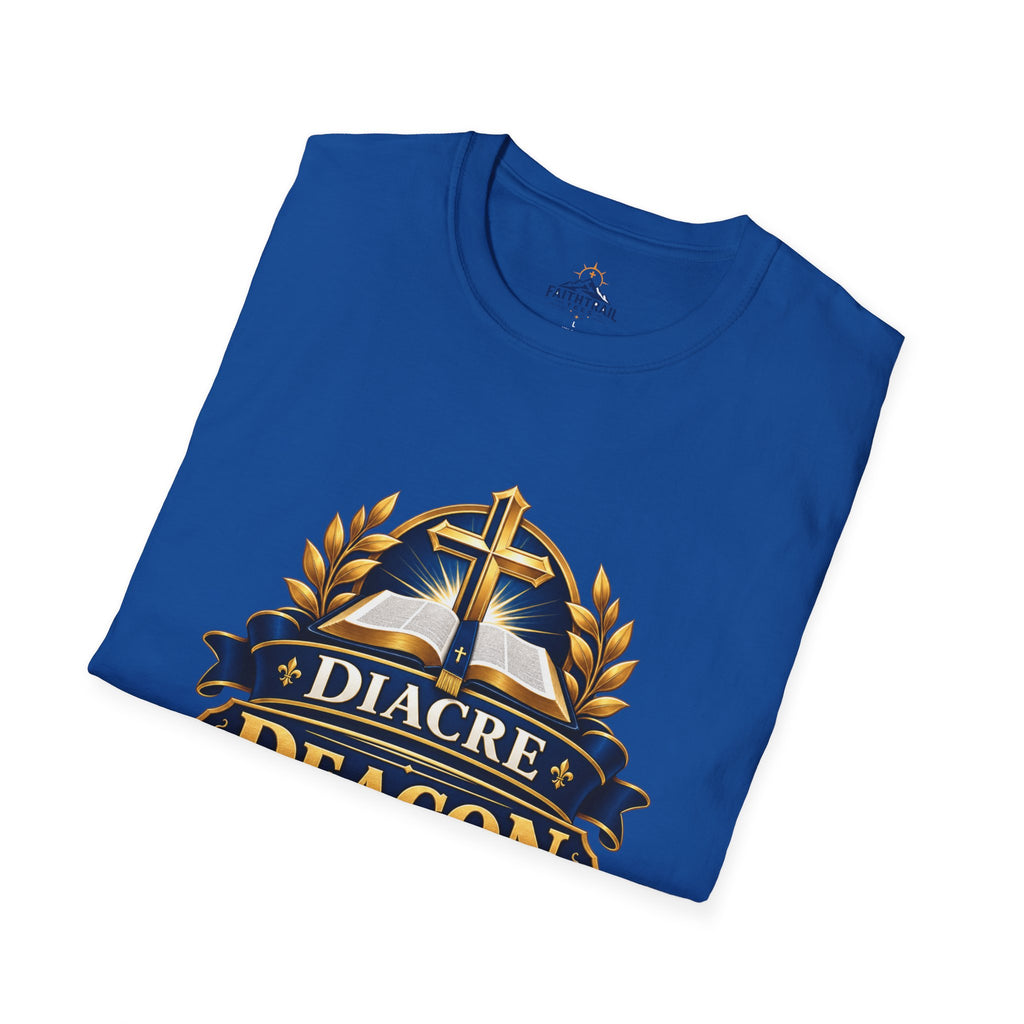 Deacon Faith T-Shirt — 'Diacre' Church Cross & Bible Emblem
