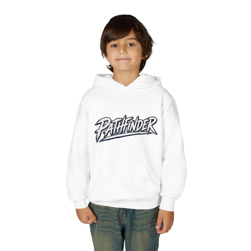 Pathfinder Youth Hoodie — Graphic Youth Pullover with Bold Script Logo