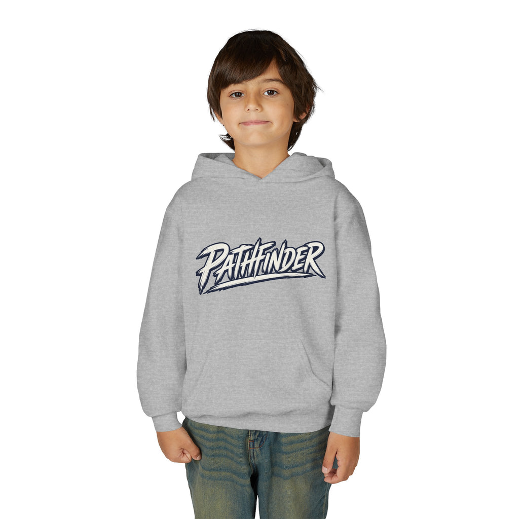Pathfinder Youth Hoodie — Graphic Youth Pullover with Bold Script Logo
