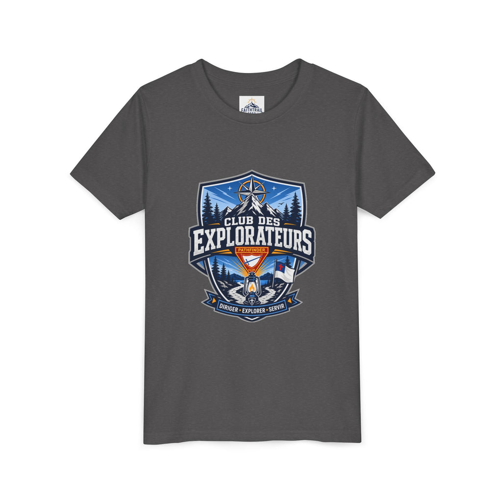 Explorateurs T-shirt pour les jeunes | Compas de camping, feu de camp, pins
