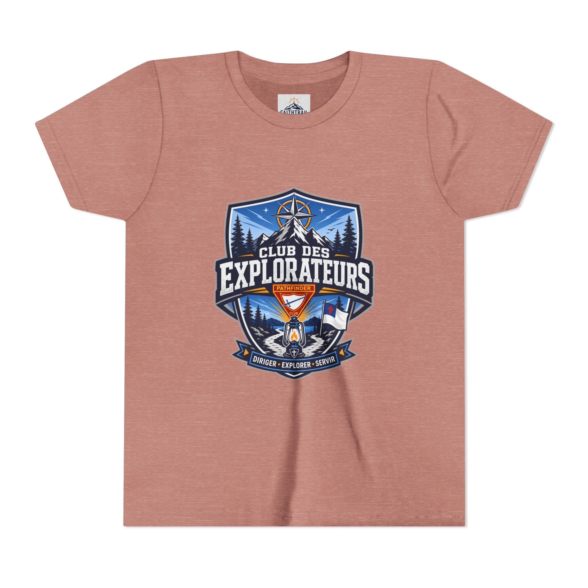 Explorateurs T-shirt pour les jeunes | Compas de camping, feu de camp, pins