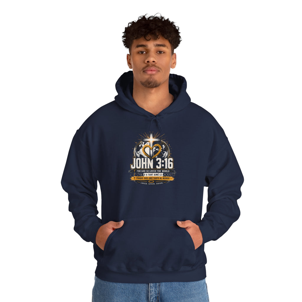 John 3:16 Christian Hoodie — Faith Cross Gospel Sweatshirt