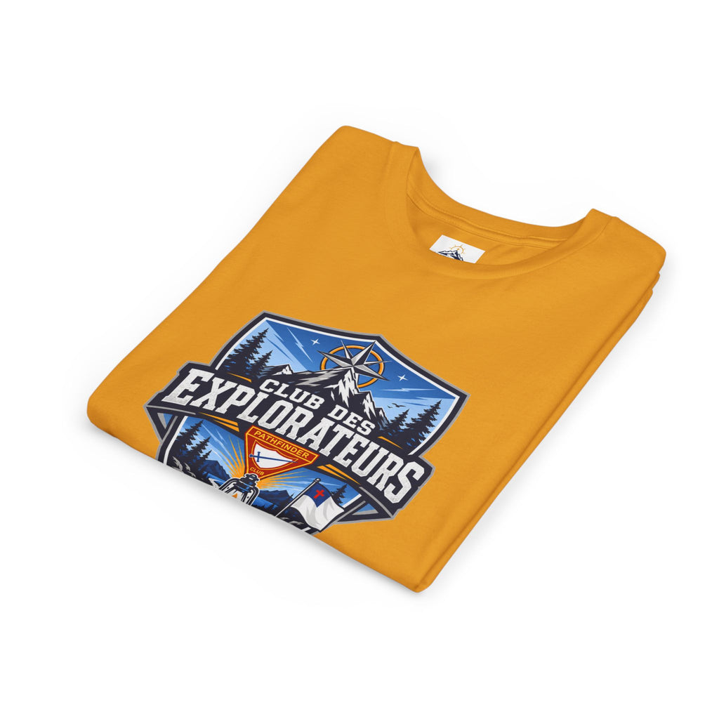 Explorateurs T-shirt pour les jeunes | Compas de camping, feu de camp, pins