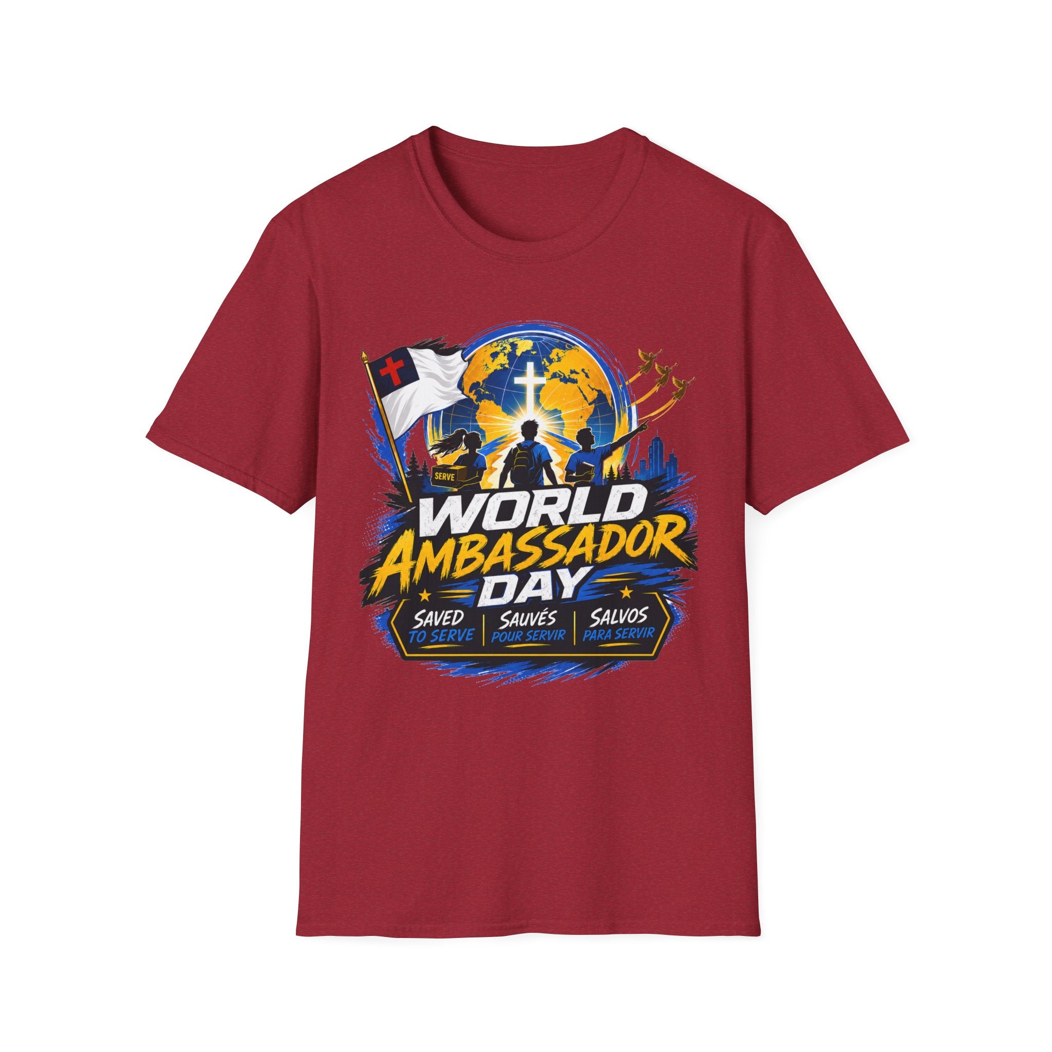 World Ambassador Day Adult Unisex T-Shirt | Christian Faith Cross Globe Design