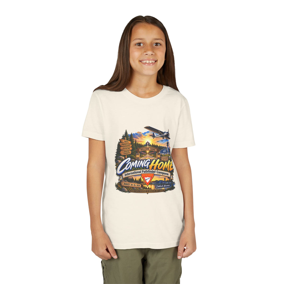 International Pathfinder Camporee - Stand Strong - Osh Kosh T-Shirt/Youth Tee — "Coming Home"