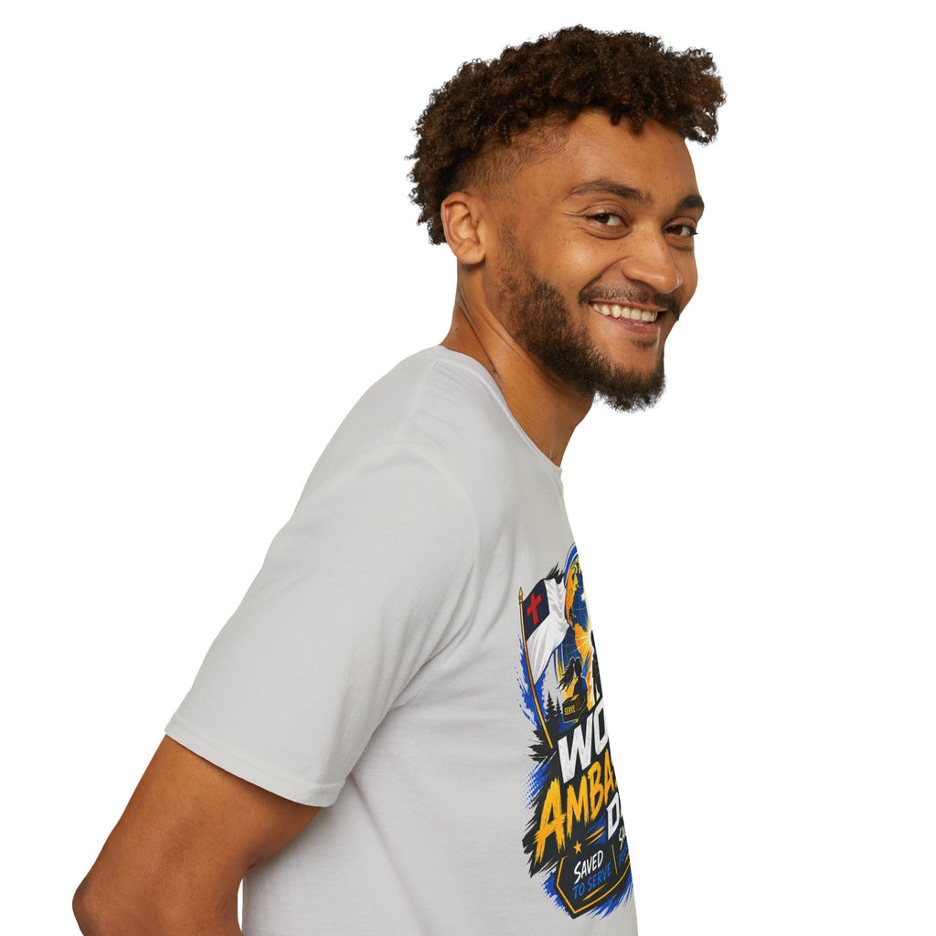 World Ambassador Day Adult Unisex T-Shirt | Christian Faith Cross Globe Design