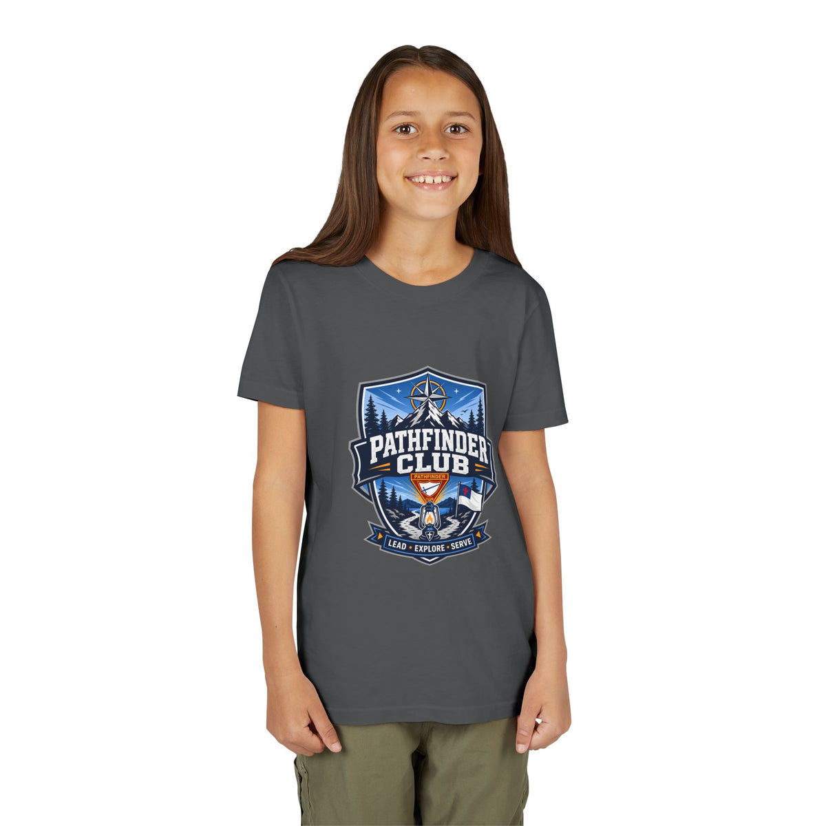 Conquistadores Camiseta para jóvenes | Camping Compass, Fogata, Pinos