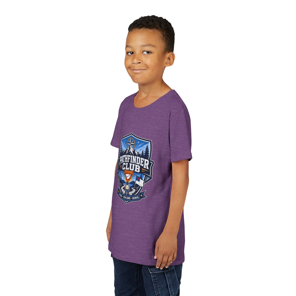 Conquistadores Camiseta para jóvenes | Camping Compass, Fogata, Pinos