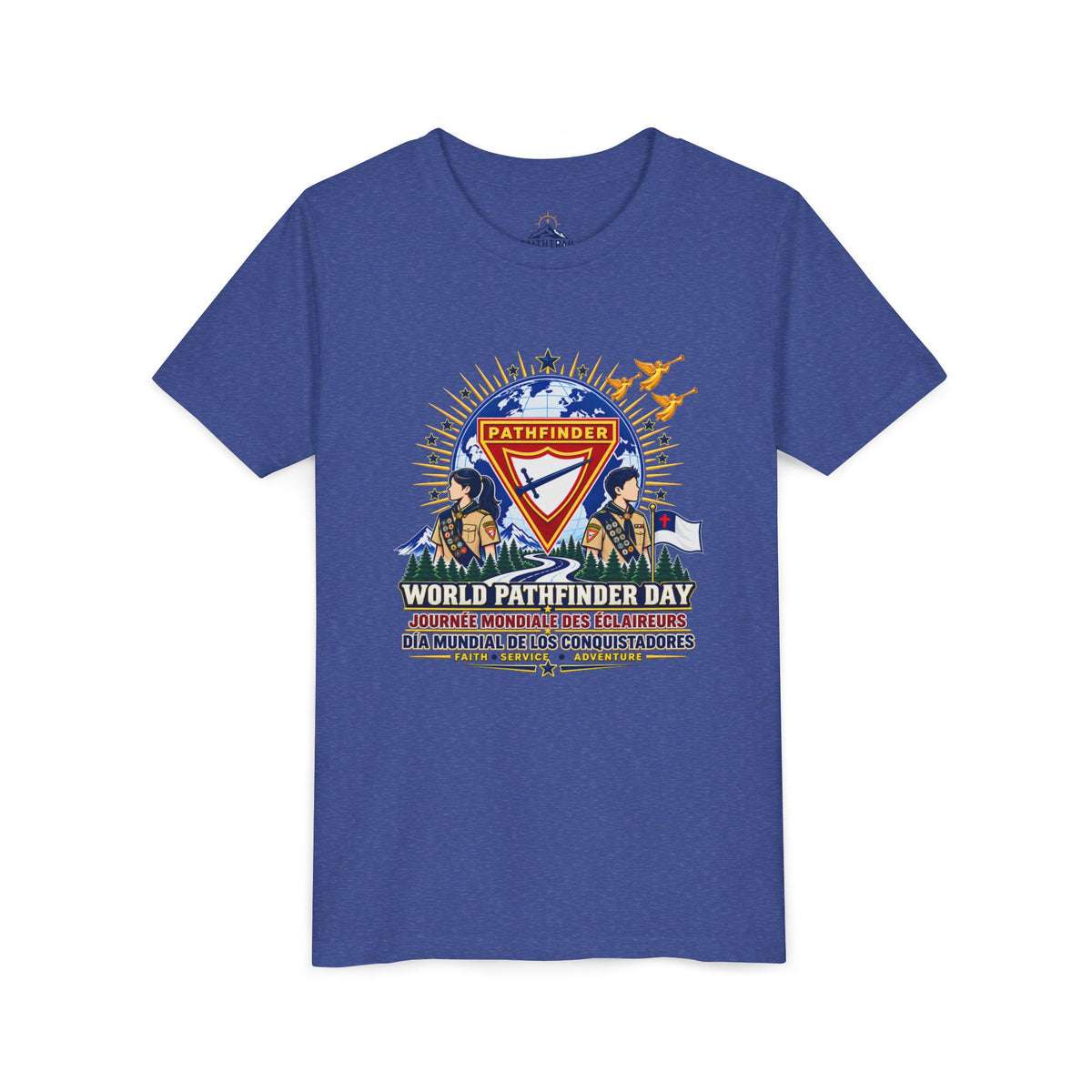 Youth Tee — World Pathfinder Day Badge Graphic (Trilingual)