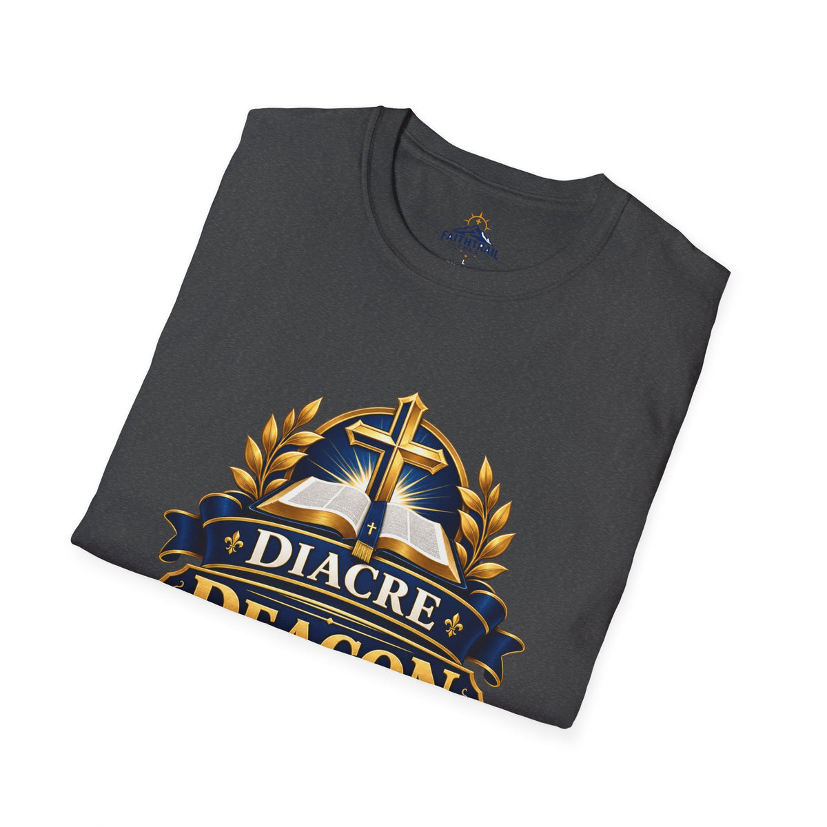 Deacon Faith T-Shirt — 'Diacre' Church Cross & Bible Emblem