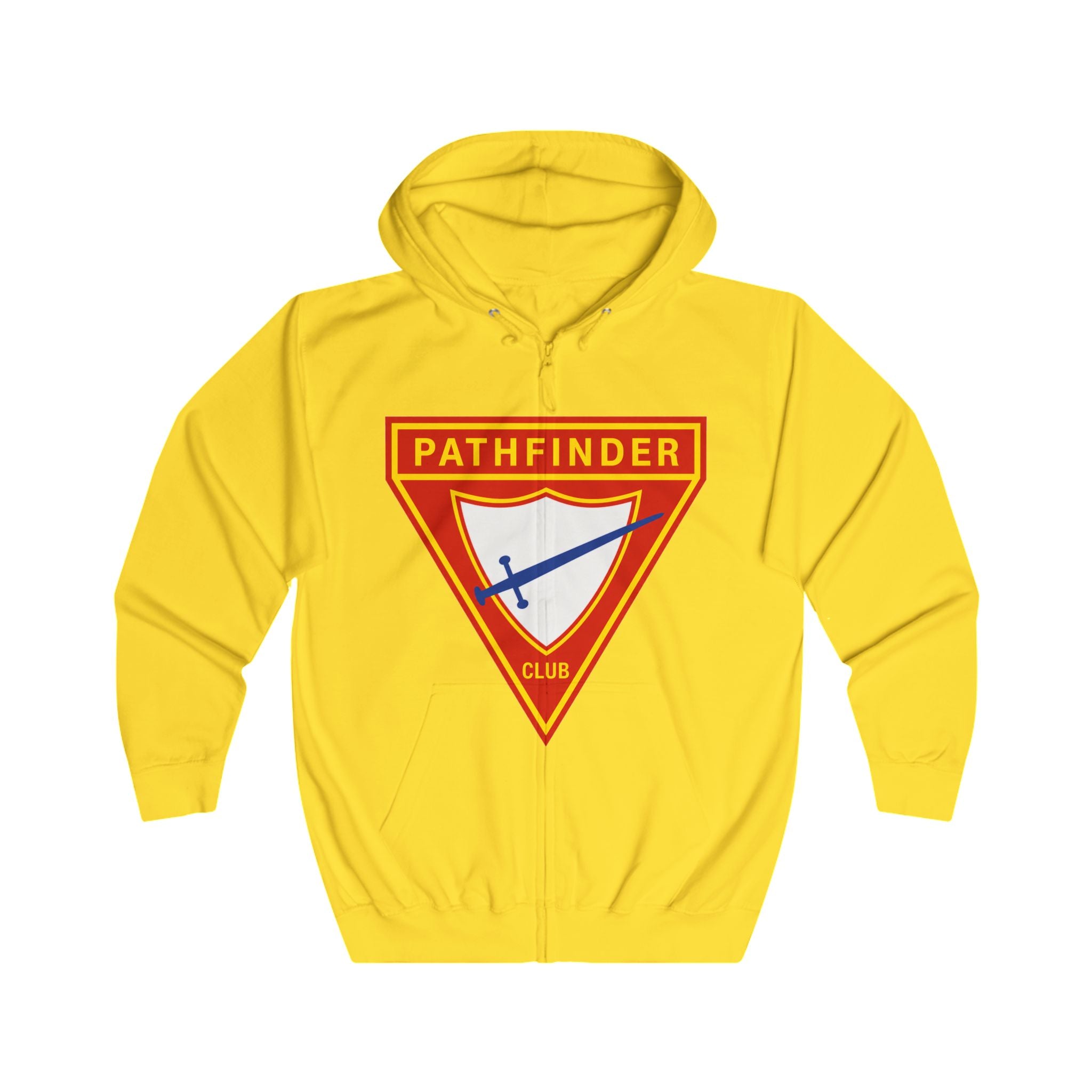 Pathfinder Club Zip Hoodie – Retro Shield Logo Hoodie