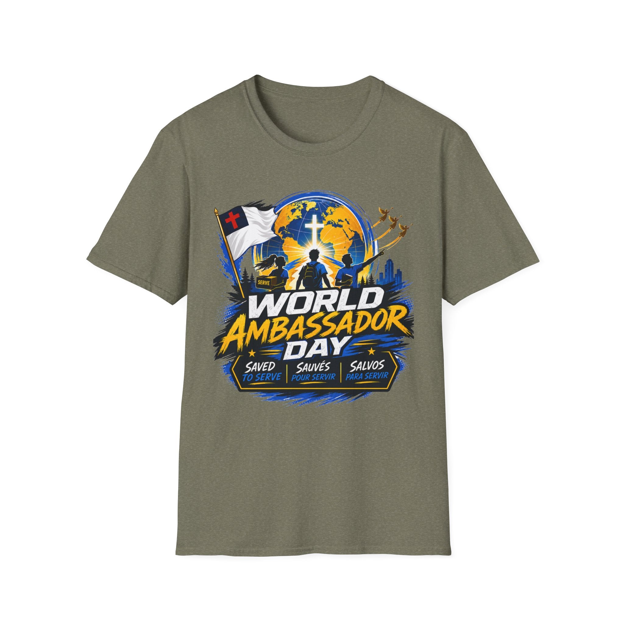 World Ambassador Day Adult Unisex T-Shirt | Christian Faith Cross Globe Design