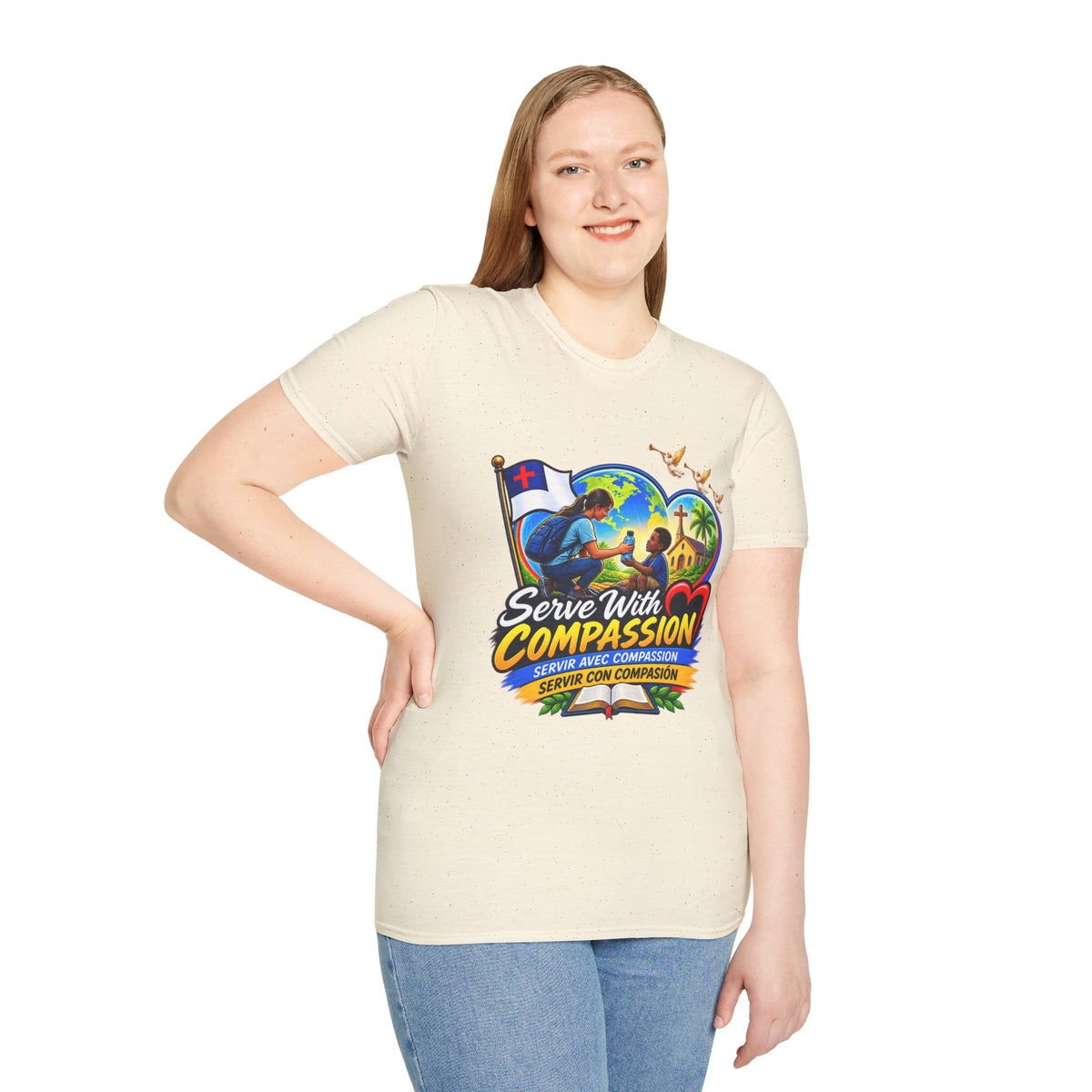 Serve With Compassion T-Shirt — Christian Faith-Based Volunteer Tee