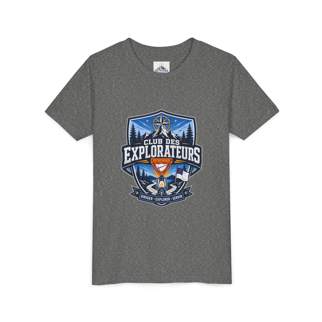 Explorateurs T-shirt pour les jeunes | Compas de camping, feu de camp, pins