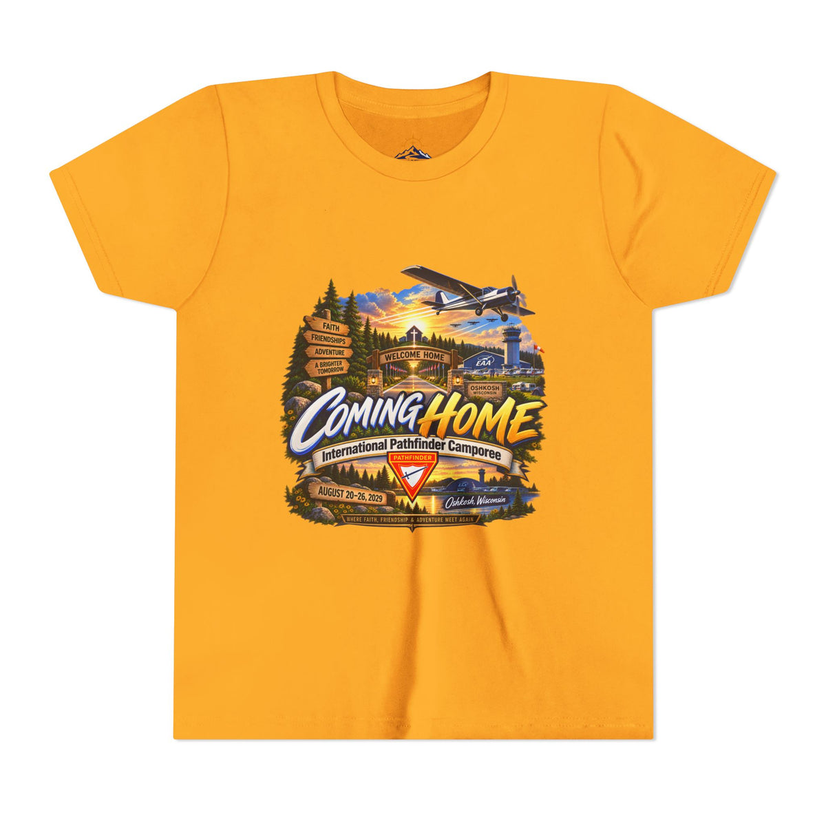 International Pathfinder Camporee - Stand Strong - Osh Kosh T-Shirt/Youth Tee — "Coming Home"