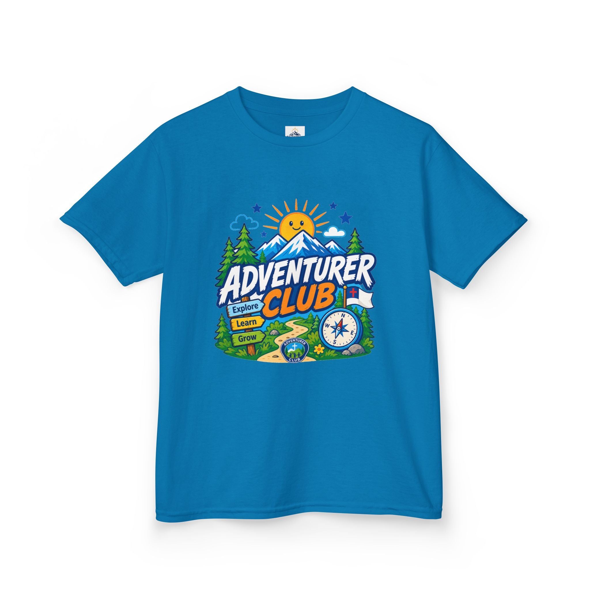 Adventurer Club Kids Tee | Camping Compass Sunrise Outdoors