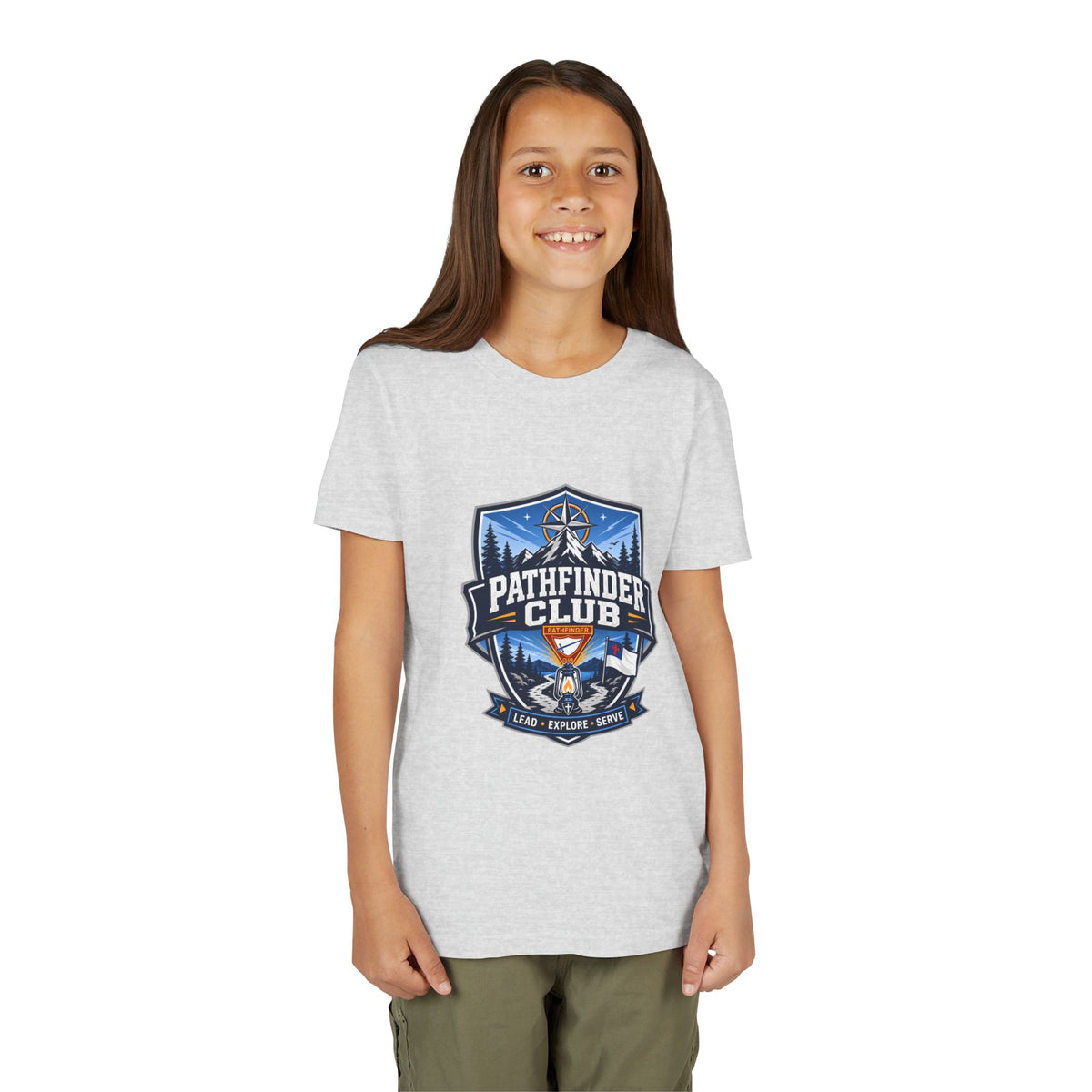 Conquistadores Camiseta para jóvenes | Camping Compass, Fogata, Pinos