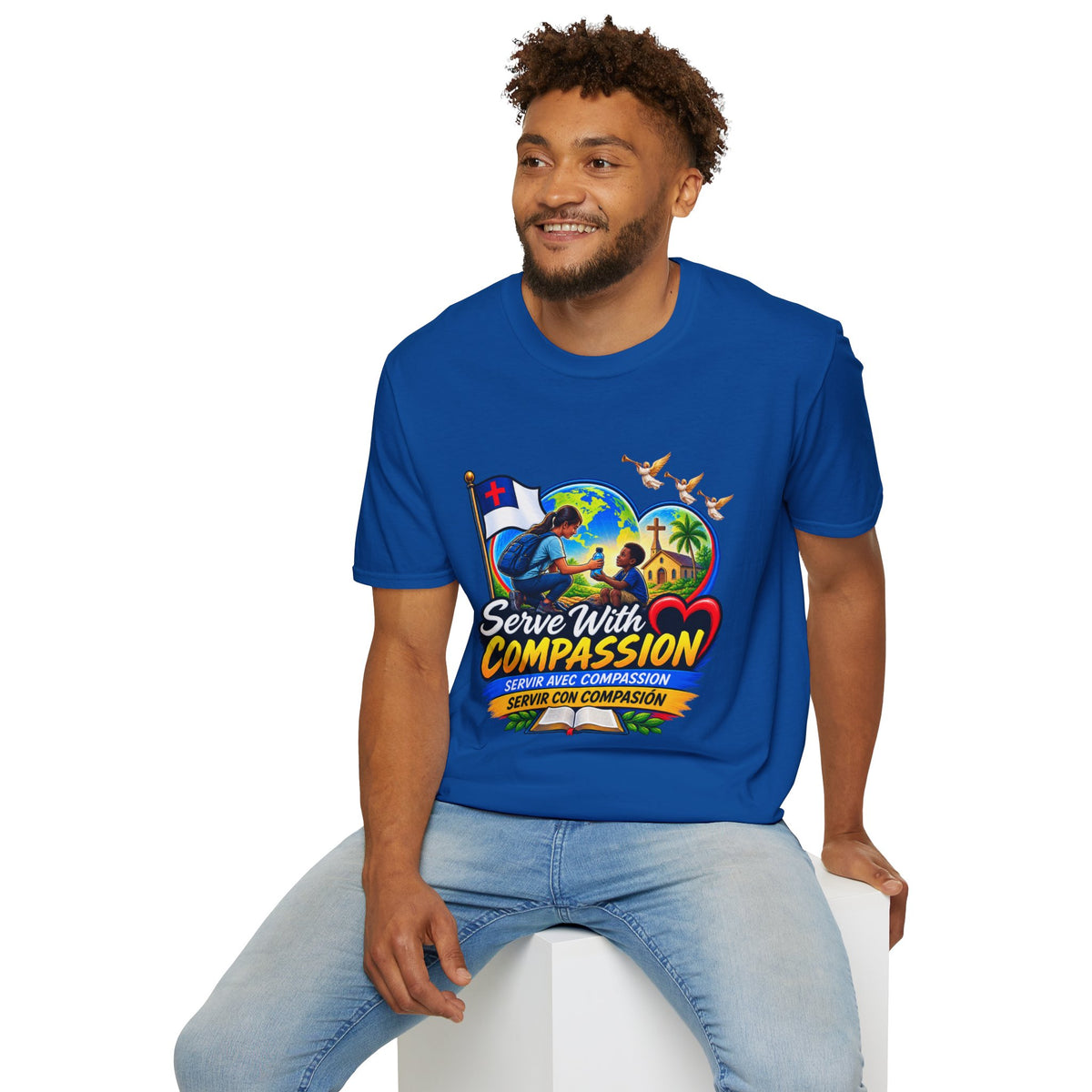 Serve With Compassion T-Shirt — Christian Faith-Based Volunteer Tee