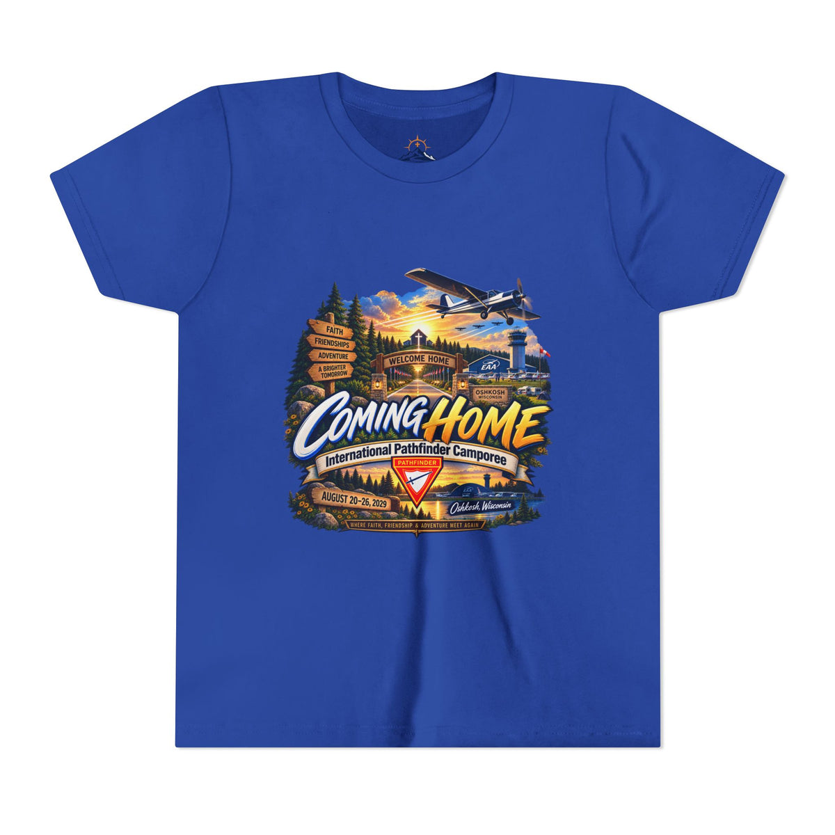 International Pathfinder Camporee - Stand Strong - Osh Kosh T-Shirt/Youth Tee — "Coming Home"