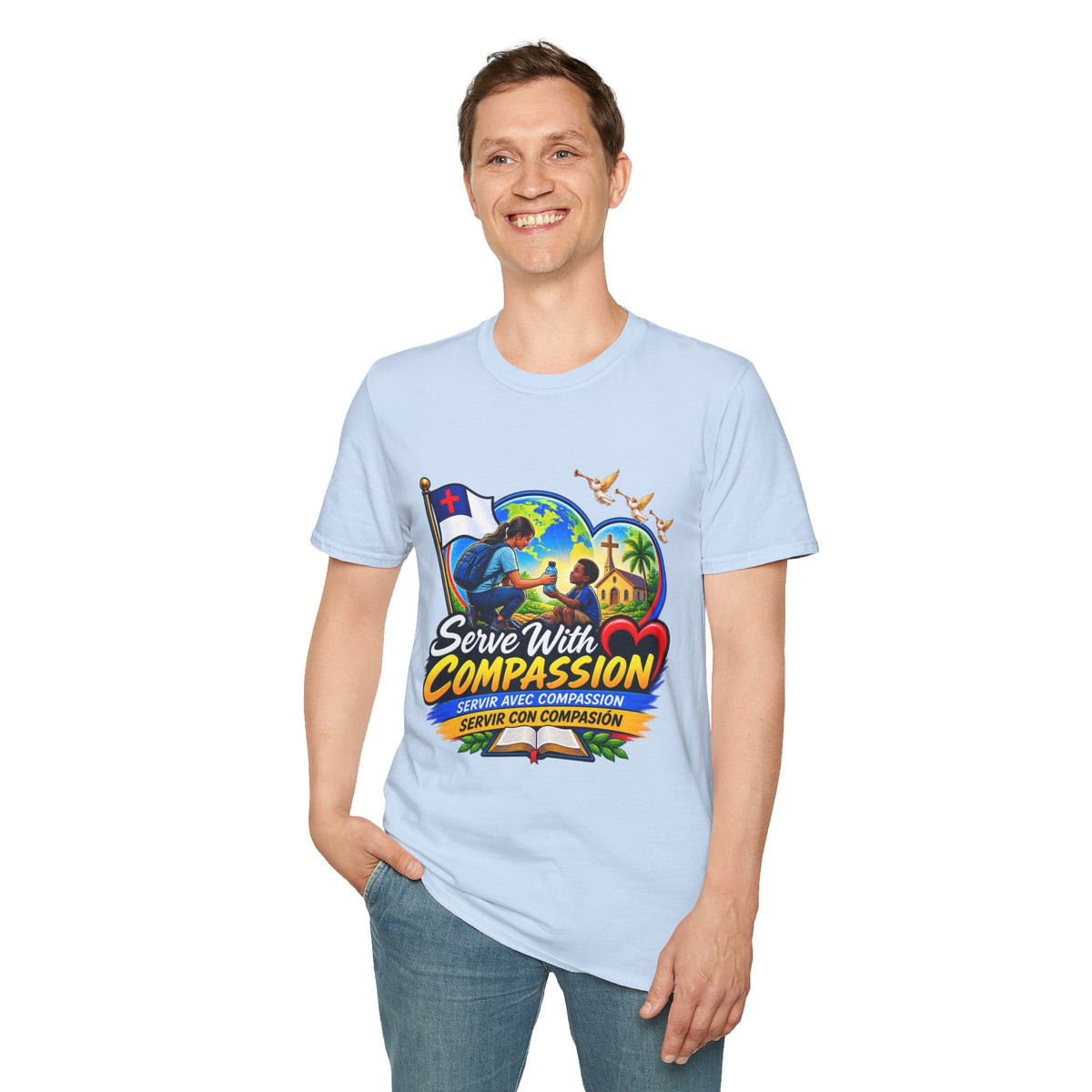 Serve With Compassion T-Shirt — Christian Faith-Based Volunteer Tee