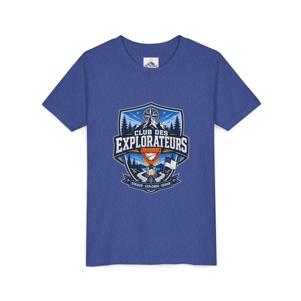Explorateurs T-shirt pour les jeunes | Compas de camping, feu de camp, pins