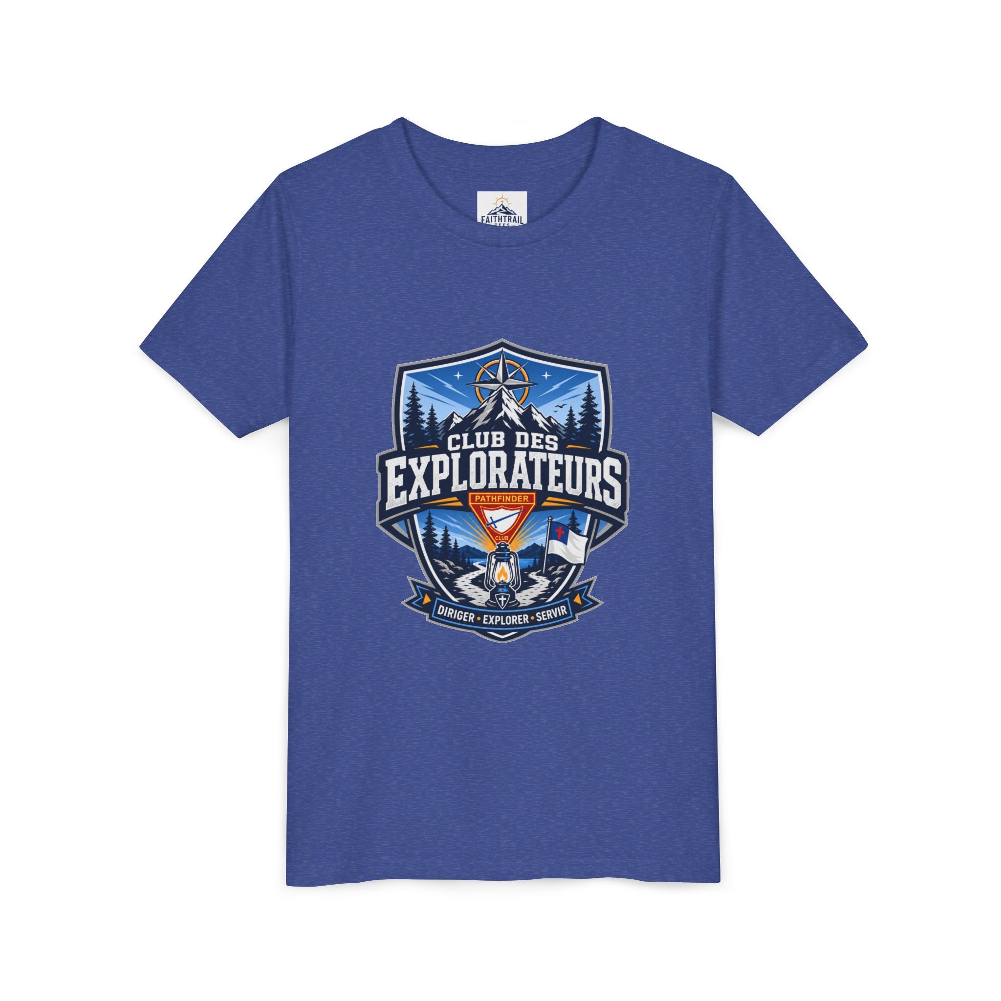 Explorateurs T-shirt pour les jeunes | Compas de camping, feu de camp, pins