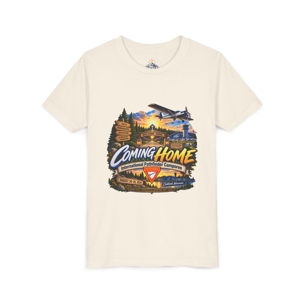 International Pathfinder Camporee - Stand Strong - Osh Kosh T-Shirt/Youth Tee — "Coming Home"