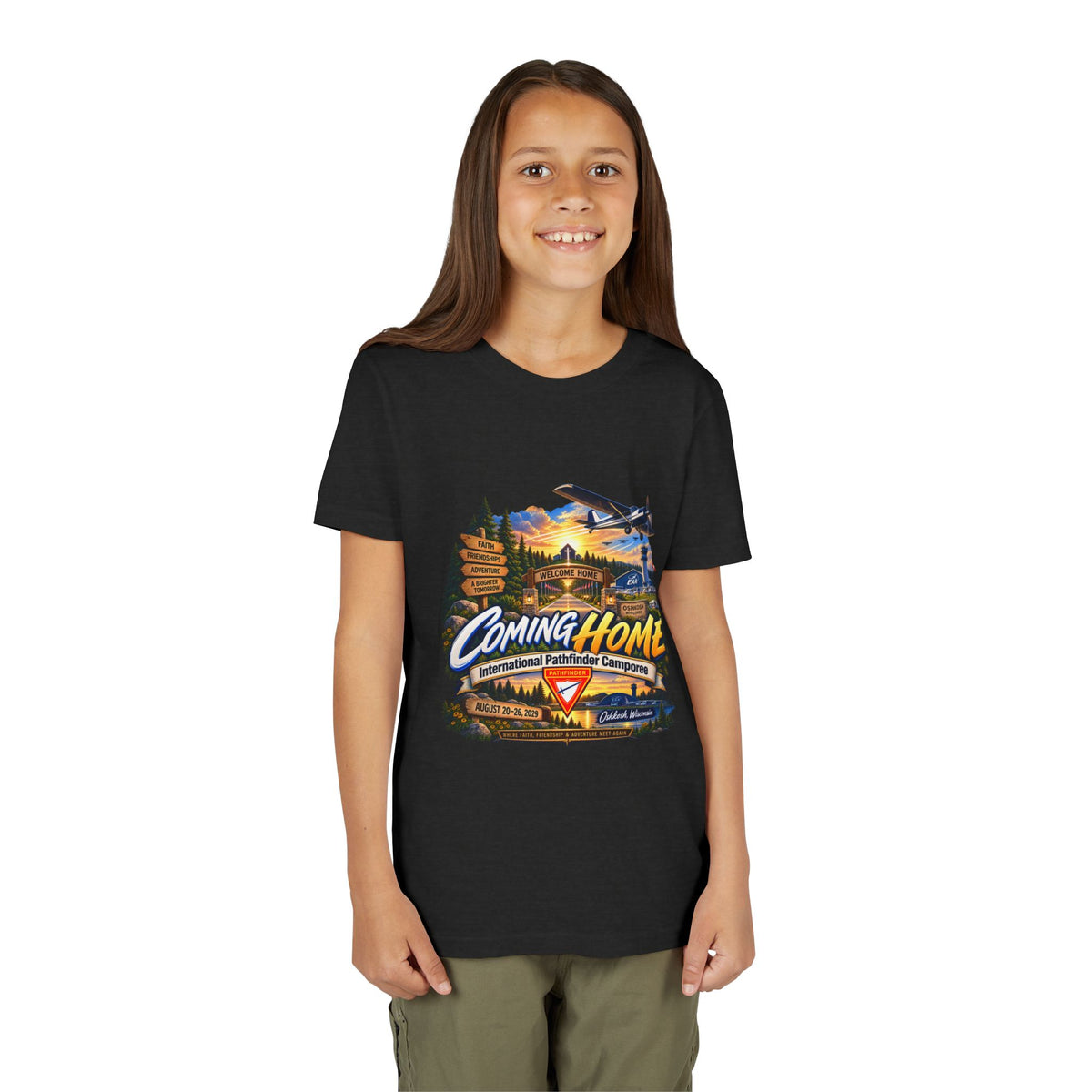 International Pathfinder Camporee - Stand Strong - Osh Kosh T-Shirt/Youth Tee — "Coming Home"