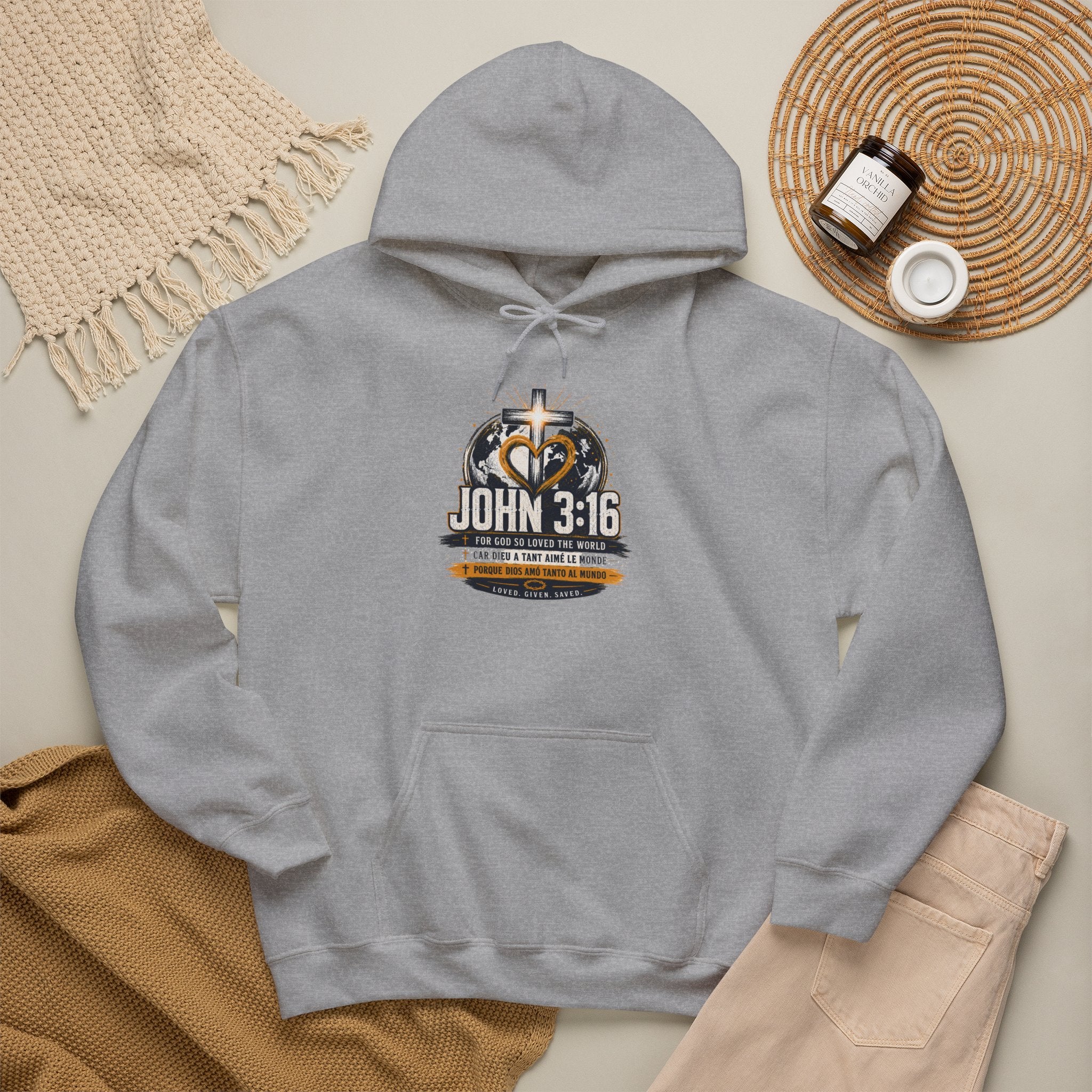 John 3:16 Christian Hoodie — Faith Cross Gospel Sweatshirt