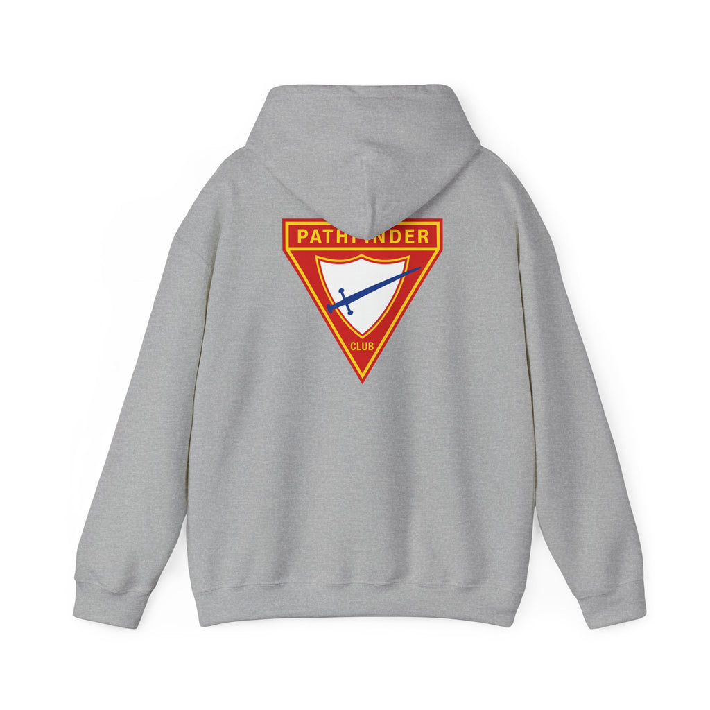 Pathfinder Club Hoodie — Vintage Triangle Patch Logo Hooded Sweatshirt