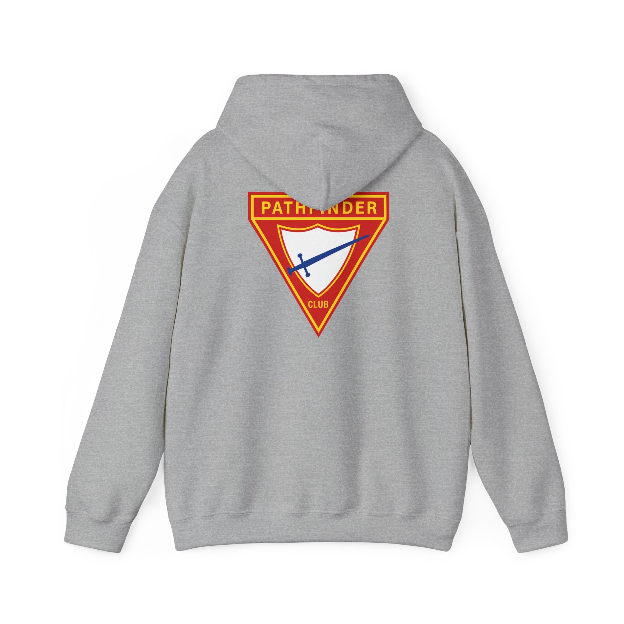 Pathfinder Club Hoodie — Vintage Triangle Patch Logo Hooded Sweatshirt