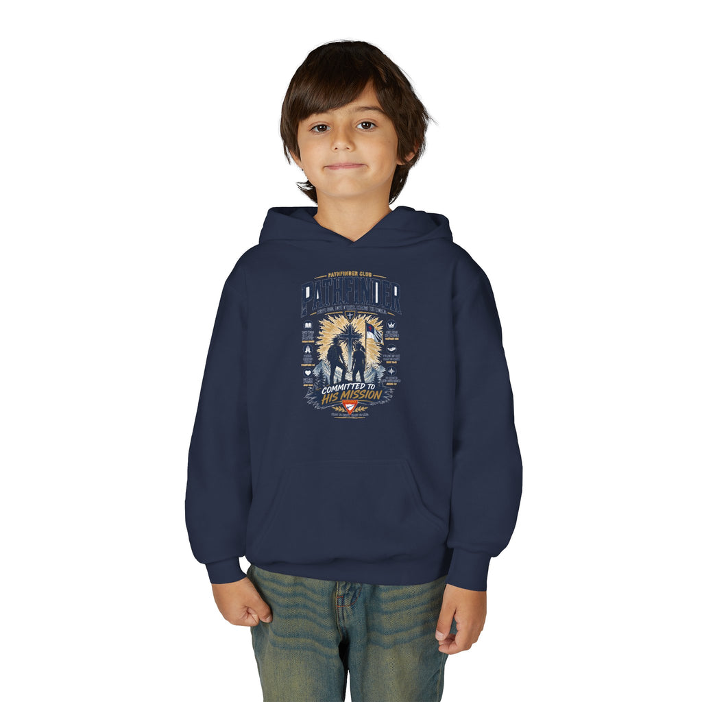 Pathfinder Cross Silhouette youth hoodie | Christian scout adventure design